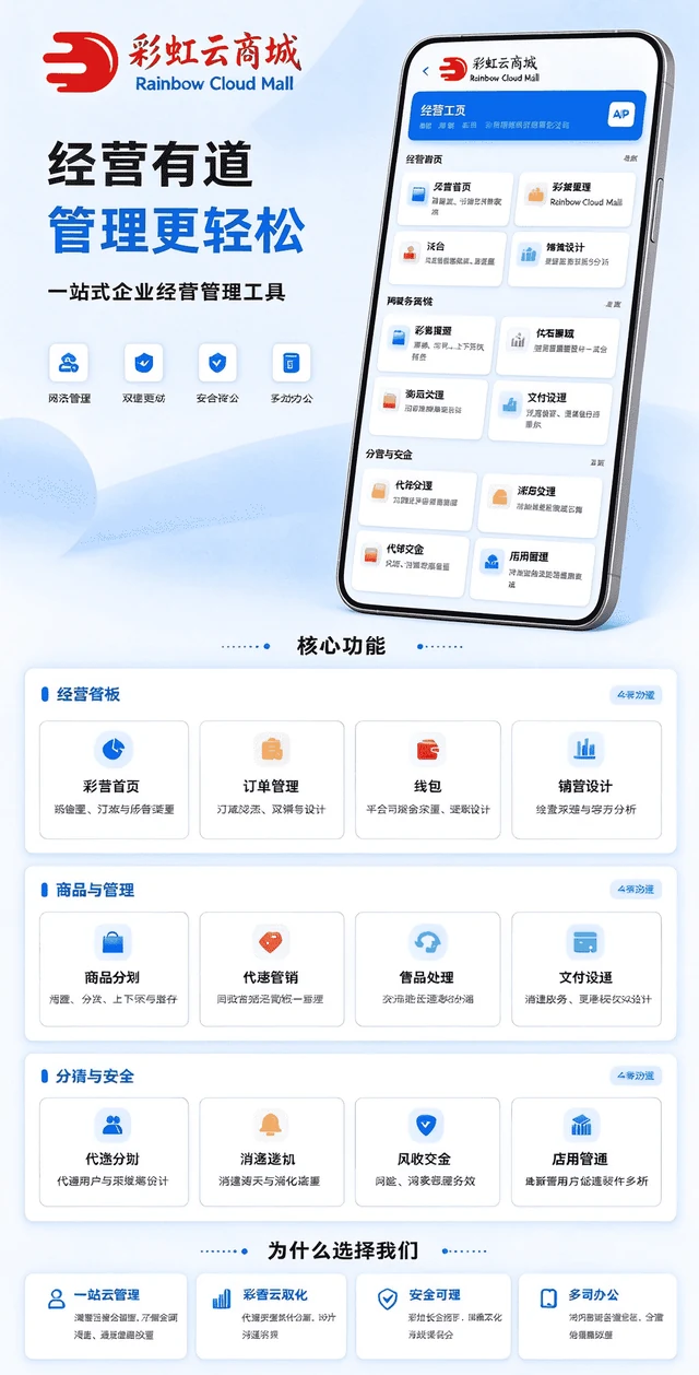 彩虹云商城商家端APP经营工具页